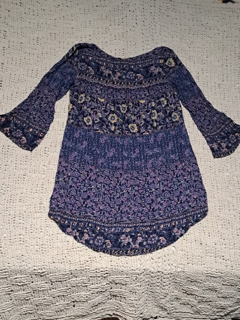 372 - Billabong Navy and Purple Floral Peasant Tunic - Picture 6 of 11